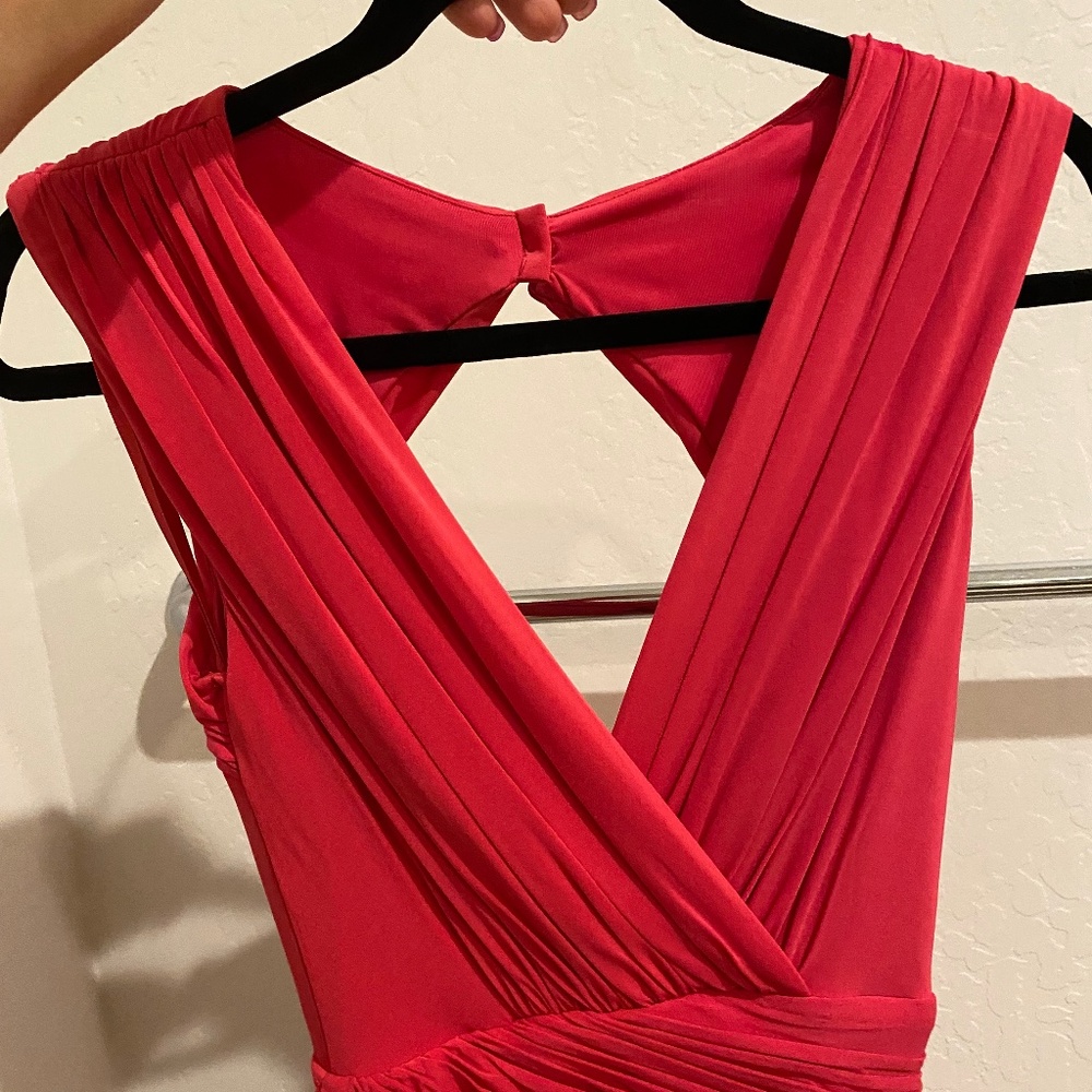 NWT BCBG floor length open back dress